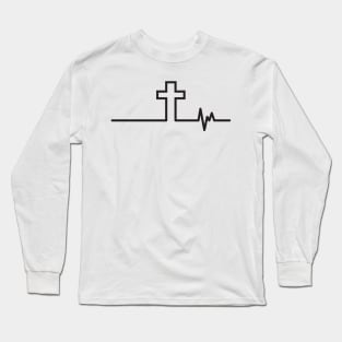 Cross Heartbeat 2 Black - Finding Jesus Long Sleeve T-Shirt